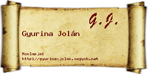 Gyurina Jolán névjegykártya